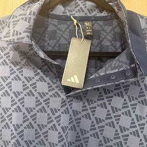 NWT: Navy Pattern Adidas U365T Golf Polo, Size Large